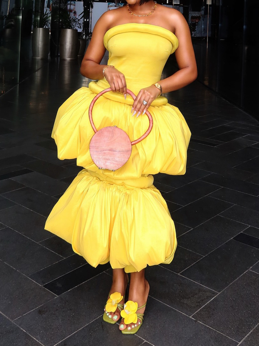 Yellow Strapless Dress