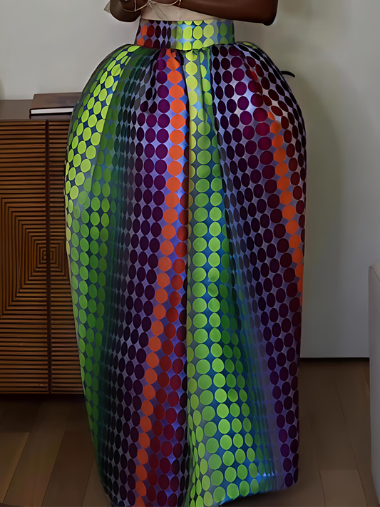 Pleated Polka-dot Jacquard Maxi Skirt