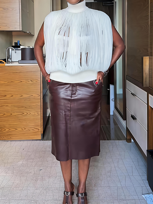 Mockneck Fringed Vest
