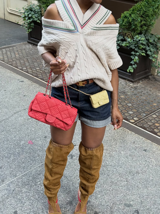 Cold Shoulder Knitted Sweater