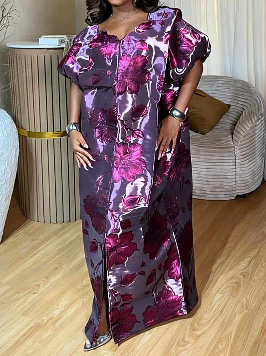 Jacquard Print V Neck Dress
