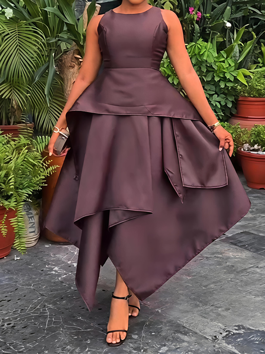 Asymmetric Hem Party Midi Dress