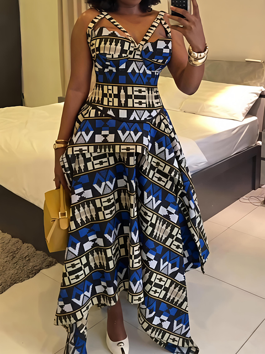 Digital Print Irregular Hem Slip Dress