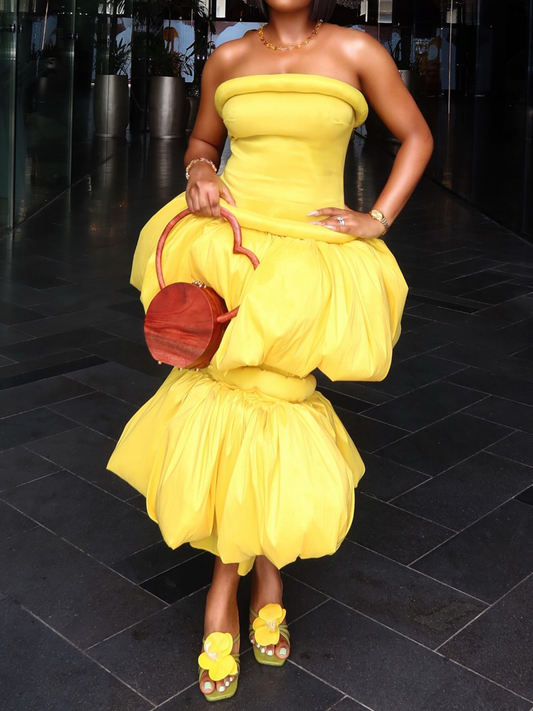 Yellow Strapless Dress