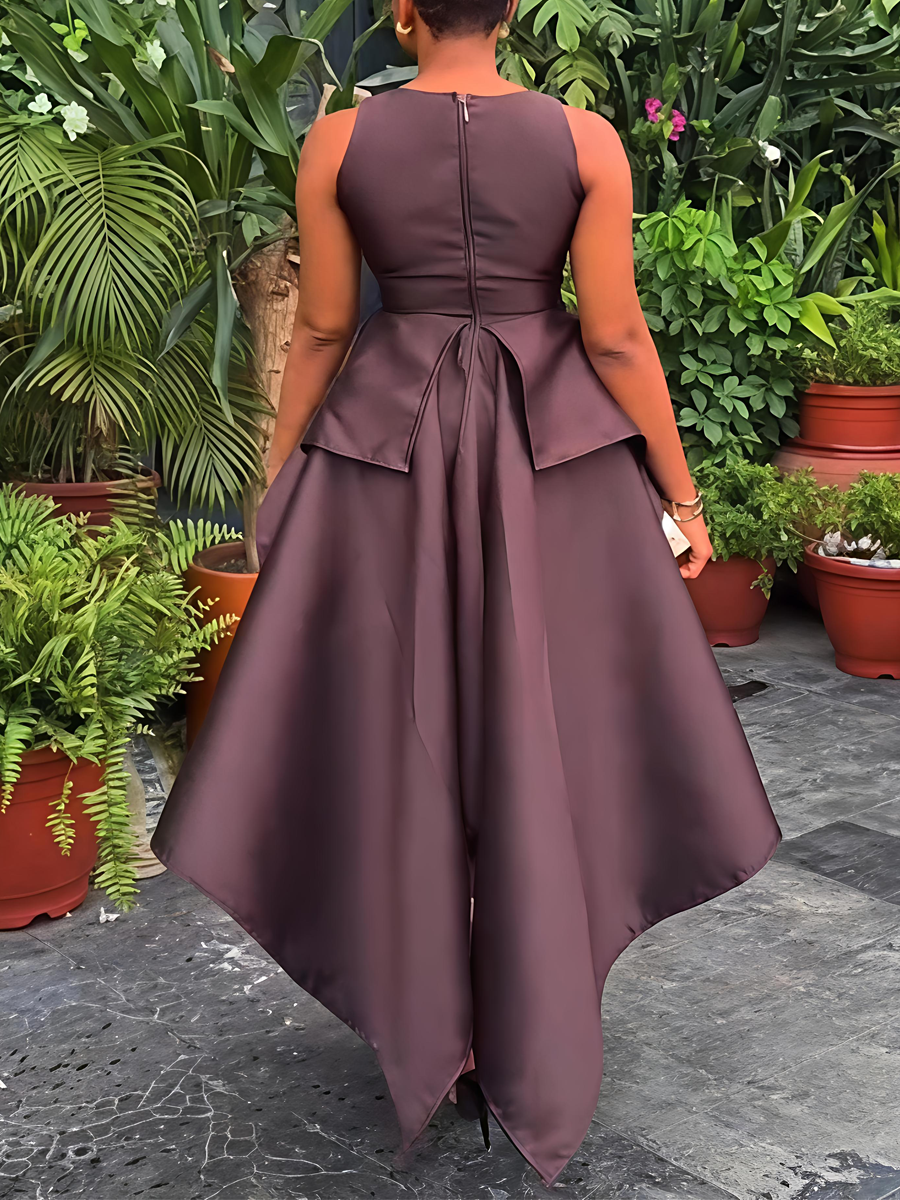 Asymmetric Hem Party Midi Dress