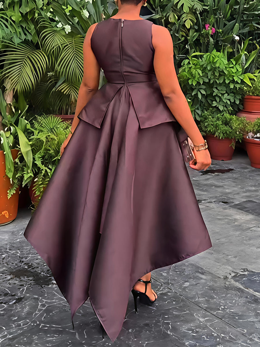 Asymmetric Hem Party Midi Dress