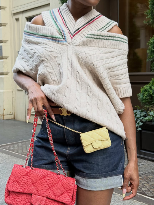 Cold Shoulder Knitted Sweater