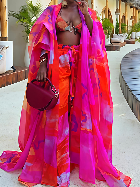 Printed Swimwear Three Pieces Set