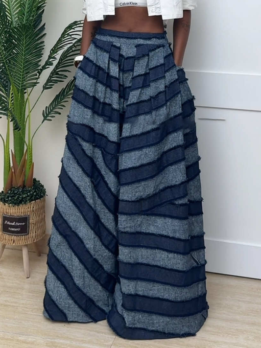 Patchwork Distressed Wide Leg Jeans