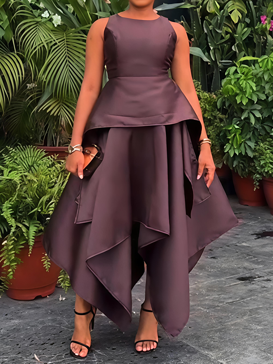 Asymmetric Hem Party Midi Dress