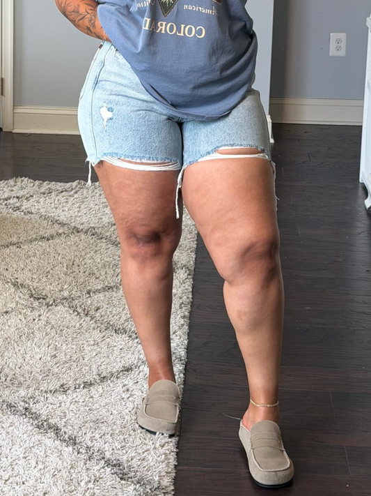 Ripped Denim Shorts