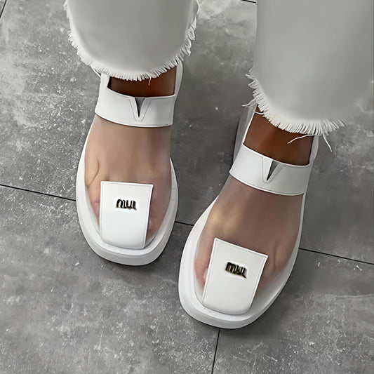 Gauze See-through Patchwork Platform Sandals