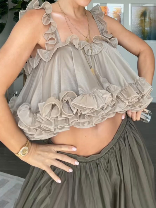 Ruffle Backless Crop Top